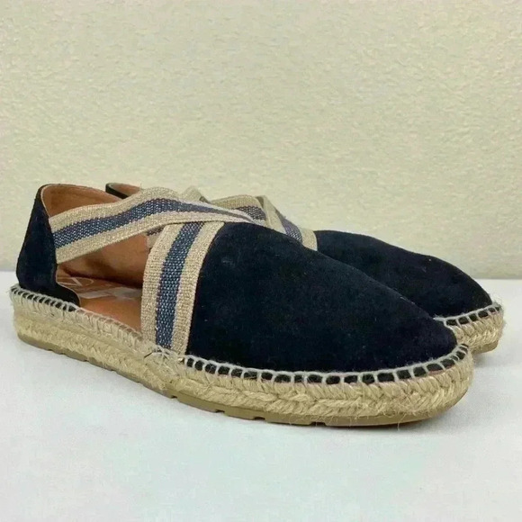 VIGUERA Women's 40 Dames Espadrille Flat Shoes Navy Blue Suede Cross Over Beach - Picture 14 of 14